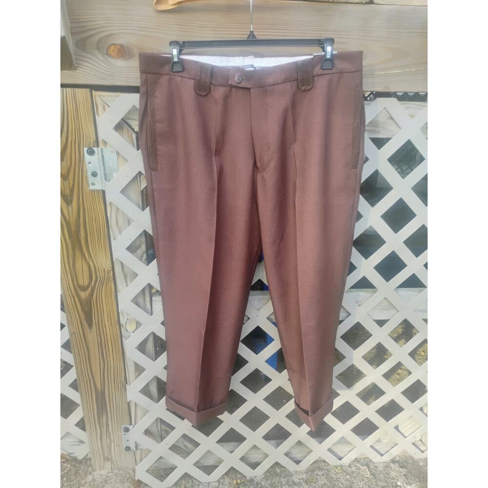 Nwt STACY ADAMS Men’s Mocha Brown Pants Embroidery Pockets Size 36 Church Formal